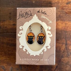NWT Lucy Lu Black Cat Earrings Cat Lovers